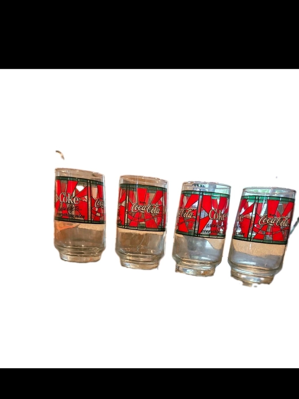 Vintage 1970s Coca-Cola Stained Glass Tumblers - Set of 4